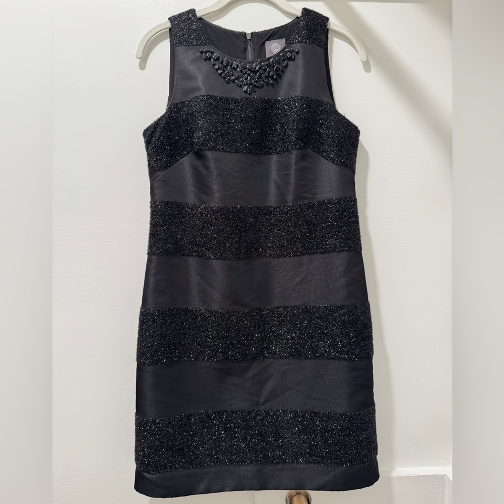 Vince Camuto Black Textured Party Dress